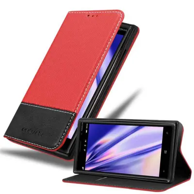 Cadorabo Case, združljiv z Nokia v rdeči črni barvi - zaščitni pokrov z magnetnim zapiranjem, stoječo funkcijo in režo za kartico