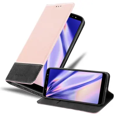 Cadorabo Case, združljiv s Samsungom v rose Gold Black - zaščitni pokrov z magnetnim zapiranjem, stoječo funkcijo in režo za kartico