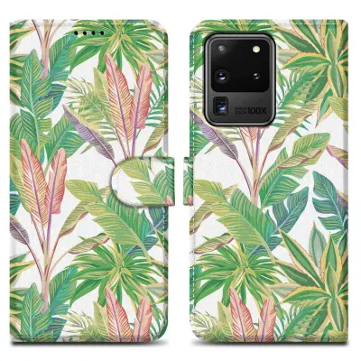 CADORABO Ohišje, združljiv s Samsungom - Design Green Rainforest št. 8 - Zaščitni pokrov z magnetnim zapiranjem, funkcijo stojala in režo za kartico