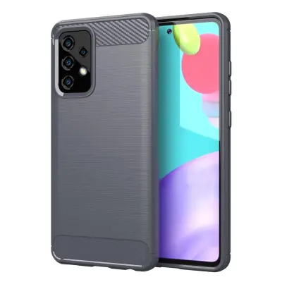 CADORABO Samsung v krtačenem sivem - zaščitnem pokrovu, narejen iz fleksibilnega silikona TPU v videzu iz nerjavečega jekla ogljika
