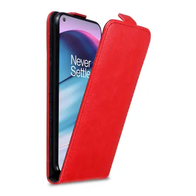 Cadorabo Case, združljiv z OnePlus v Apple Red - Zaščitni pokrov v zasnovi Flip z magnetnim zapiranjem