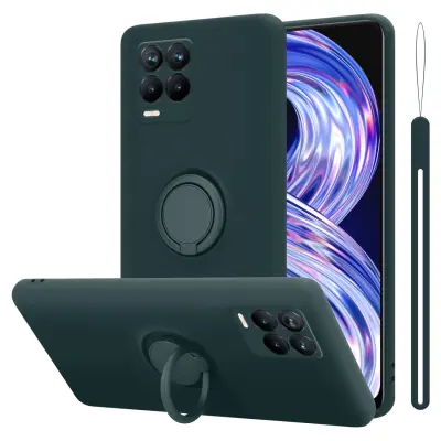 CADORABO Ohišje, združljiv z Realme v tekoči zeleni barvi - zaščitni pokrov iz fleksibilnega silikona TPU z obročem