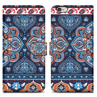 CADORABO Ohišje, združljiv z Apple - Design Blue Mandala št. 1 - Zaščitni pokrov z magnetnim zapiranjem, funkcijo stojala in režo za kartico