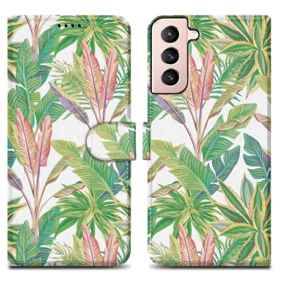 CADORABO Ohišje, združljiv s Samsungom - Design Green Rainforest št. 8 - Zaščitni pokrov z magnetnim zapiranjem, funkcijo stojala in režo za kartico