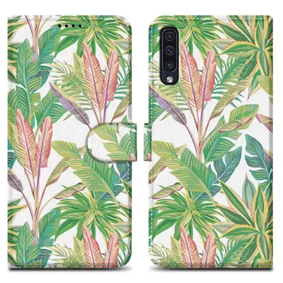 CADORABO Ohišje, združljiv s Samsungom - Design Green Rainforest št. 8 - Zaščitni pokrov z magnetnim zapiranjem, funkcijo stojala in režo za kartico