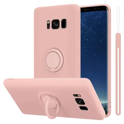 CADORABO Ohišje, združljiv s Samsungom v tekoči roza barvi - zaščitni pokrov iz fleksibilnega silikona TPU z obročem