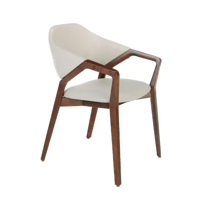 Jedilni stol z okvirjem iz eko usnja iz orehovega lesa