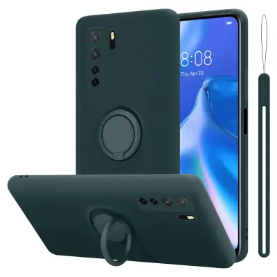 CADORABO Ohišje, združljiv s Huawei v tekoči zeleni barvi - zaščitni pokrov iz fleksibilnega silikona TPU z obročem