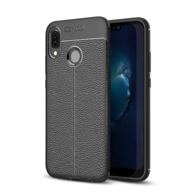 CADORABO CARE, združljiv s Huawei v Deep Black - zaščitni pokrov iz silikona TPU z plemenito imitacijo usnja