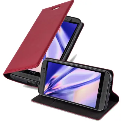 Cadorabo Case, združljiv s HTC v Apple Red - Zaščitni pokrov z magnetnim zapiranjem, stoječo funkcijo in režo za kartico