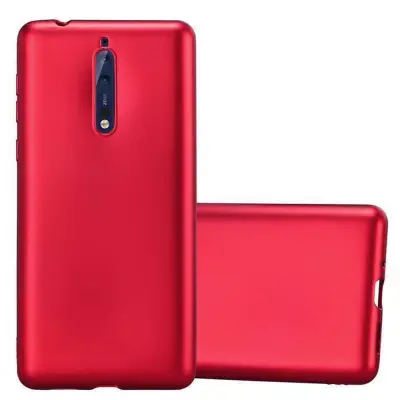 Cadorabo Case, združljiv z Nokia v kovinsko rdeči - zaščitni pokrov, narejen iz fleksibilnega silikona TPU