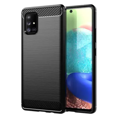 CADORABO Samsung v brušenem črnem - zaščitnem pokrovu, narejen iz fleksibilnega silikona TPU v videzu iz nerjavečega jekla ogljika