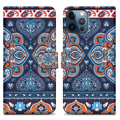 CADORABO Ohišje, združljiv z Apple - Design Blue Mandala št. 1 - Zaščitni pokrov z magnetnim zapiranjem, funkcijo stojala in režo za kartico