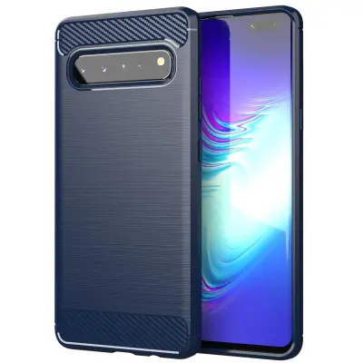 CADORABO Samsung v brušenem modrem - zaščitnem pokrovu, narejen iz fleksibilnega silikona TPU v videzu iz nerjavečega jekla ogljika