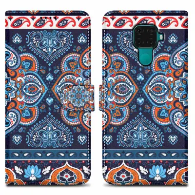 CADORABO primera, združljiv s Huawei - Design Blue Mandala št. 1 - Zaščitni pokrov z magnetnim zapiranjem, funkcijo stojala in režo za kartico