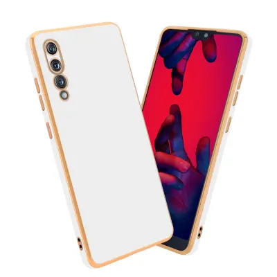 CADORABO Ohišje, združljiv s Huawei v sijajnem belem - zlatu - zaščitni pokrov iz fleksibilnega silikona TPU in z zaščito pred kamero