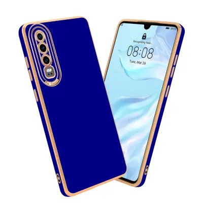 CADORABO Ohišje, združljiv s Huawei v sijajnem modrem - rožnati zlatu - zaščitni pokrov iz fleksibilnega silikona TPU in z zaščito pred kamero