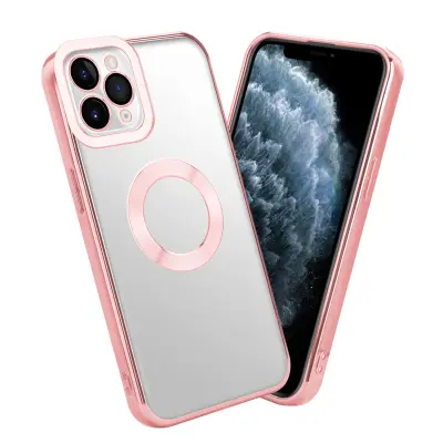 CADORABO Ohišje, združljiv z Apple v prozorni - roza - zaščitni pokrov, narejen iz fleksibilnega silikona TPU s kromiranjem