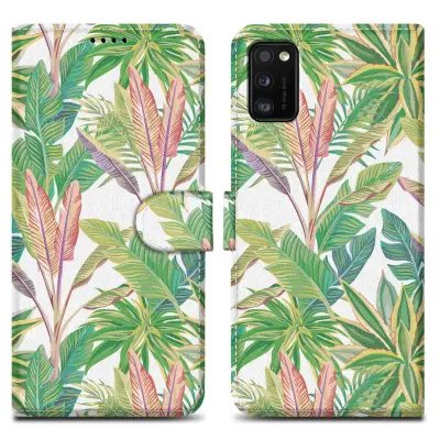 CADORABO Ohišje, združljiv s Samsungom - Design Green Rainforest št. 8 - Zaščitni pokrov z magnetnim zapiranjem, funkcijo stojala in režo za kartico
