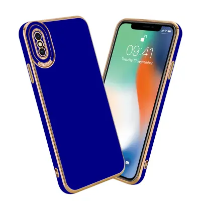 CADORABO Ohišje, združljiv z Apple v sijajnem modrem - Rose Gold - Zaščitni pokrov iz fleksibilnega silikona TPU in z zaščito pred kamero