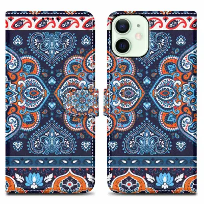 CADORABO Ohišje, združljiv z Apple - Design Blue Mandala št. 1 - Zaščitni pokrov z magnetnim zapiranjem, funkcijo stojala in režo za kartico