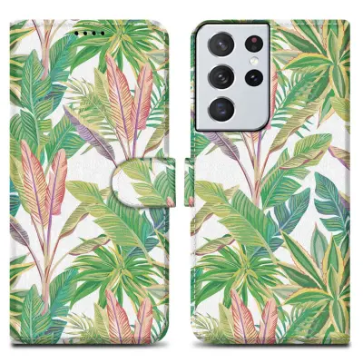 CADORABO Ohišje, združljiv s Samsungom - Design Green Rainforest št. 8 - Zaščitni pokrov z magnetnim zapiranjem, funkcijo stojala in režo za kartico