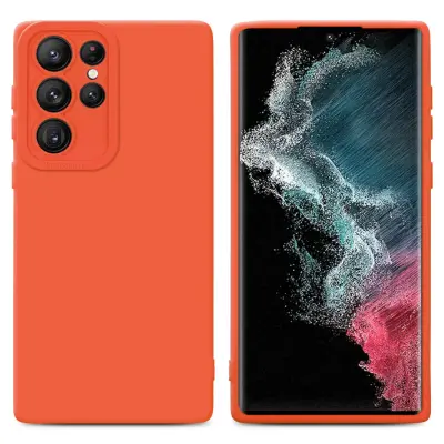CADORABO Ohišje, združljiv s Samsungom v tekočini Orange - Zaščitni pokrov iz fleksibilnega silikona TPU
