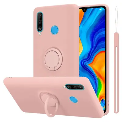 CADORABO Ohišje, združljiv s Huawei v tekoči roza barvi - zaščitni pokrov iz fleksibilnega silikona TPU z obročem