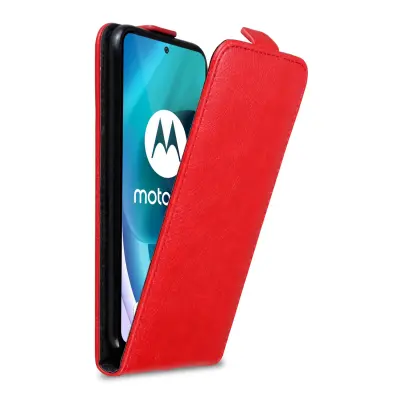 CADORABO Ohišje, združljiv z Motorolo v Apple Red - Zaščitni pokrov v zasnovi Flip z magnetnim zapiranjem