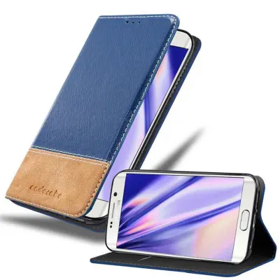 Cadorabo Case, združljiv s Samsungom v temno modro rjavi barvi - zaščitni pokrov z magnetnim zapiranjem, stoječo funkcijo in režo za kartico