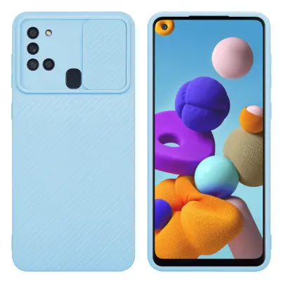 CADORABO Ohišje, združljiv s Samsungom v Bonbon Light Blue - Zaščitni pokrov iz fleksibilnega silikona TPU in z zaščito pred kamero