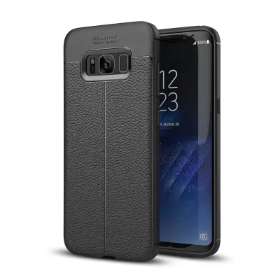 Cadorabo Case, združljiv s Samsungom v Deep Black - zaščitni pokrov iz silikona TPU z plemenito imitacijsko usnjeno uporabo