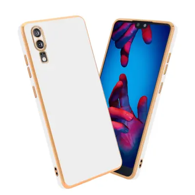 CADORABO Ohišje, združljiv s Huawei v sijajnem belem - zlatu - zaščitni pokrov iz fleksibilnega silikona TPU in z zaščito pred kamero