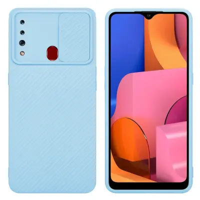 CADORABO Ohišje, združljiv s Samsungom v Bonbon Light Blue - Zaščitni pokrov iz fleksibilnega silikona TPU in z zaščito pred kamero