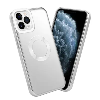 CADORABO Ohišje, združljiv z Apple v prozorni - srebrni - zaščitni pokrov, narejen iz fleksibilnega silikona TPU s kromiranjem