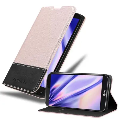 Cadorabo Case, združljiv z LG v rose Gold Black - zaščitni pokrov z magnetnim zapiranjem, stoječo funkcijo in režo za kartico