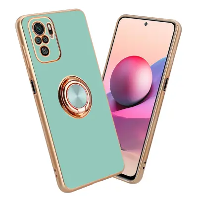 CADORABO Xiaomi v sijajni turkizni - Zlato z obročem silikonski/TPU ovitek z zaščito pred kamero in držalo magnetnih avtomobilov