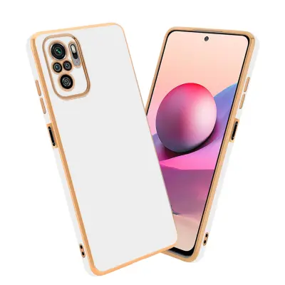 CADORABO Ohišje, združljiv s Xiaomi v sijajnem belem - zlatu - zaščitni pokrov iz fleksibilnega silikona TPU in z zaščito pred kamero