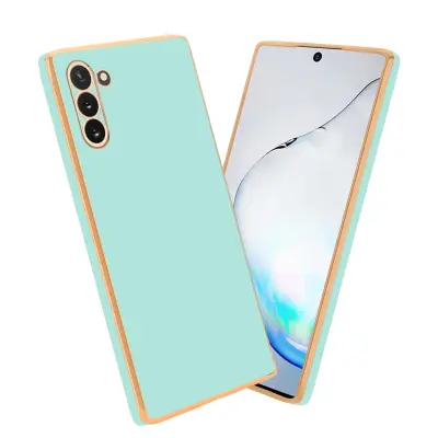 CADORABO Ohišje, združljiv s Samsungom v sijajni metini zeleni barvi - Zlato - zaščitni pokrov iz fleksibilnega silikona TPU in z zaščito pred kamero