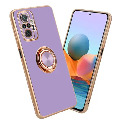CADORABO Xiaomi v sijajni svetlobi vijolični - zlato z obročem silikonski/TPU ovitek z zaščito pred kamero in držalom za magnetni avtomobil