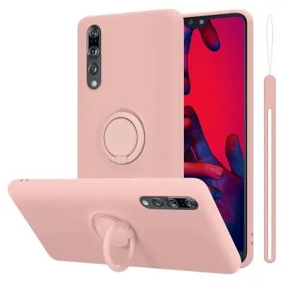 CADORABO Ohišje, združljiv s Huawei v tekoči roza barvi - zaščitni pokrov iz fleksibilnega silikona TPU z obročem