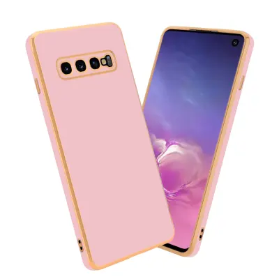 CADORABO Ohišje, združljiv s Samsungom v sijajnem roza - zlati - zaščitni pokrov iz fleksibilnega silikona TPU in z zaščito pred kamero
