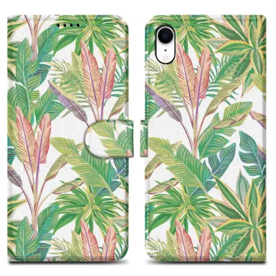 CADORABO Ohišje, združljiv z Apple - Design Green Rainforest št. 8 - Zaščitni pokrov z magnetnim zapiranjem, funkcijo stojala in režo za kartico