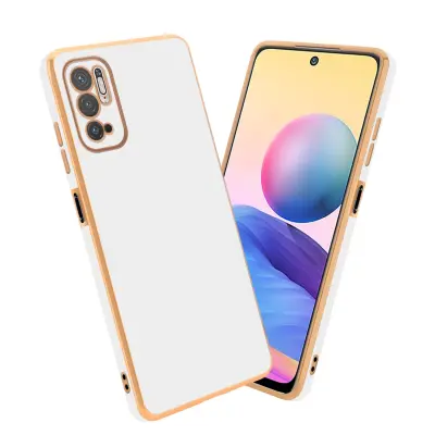 CADORABO Ohišje, združljiv s Xiaomi v sijajnem belem - zlatu - zaščitni pokrov iz fleksibilnega silikona TPU in z zaščito pred kamero