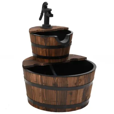 vidaXL Vodnjak s črpalko 44,5x44,5x58 cm trden les jelke