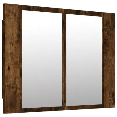 vidaXL LED omarica z ogledalom dimljeni hrast 60x12x45 cm
