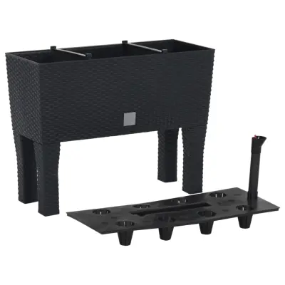 vidaXL Visoka vrtna greda antracit 60x25x46 cm PP ratan