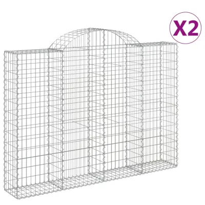 vidaXL Obokane gabion košare 2 kosa 200x30x140/160 cm pocinkano železo