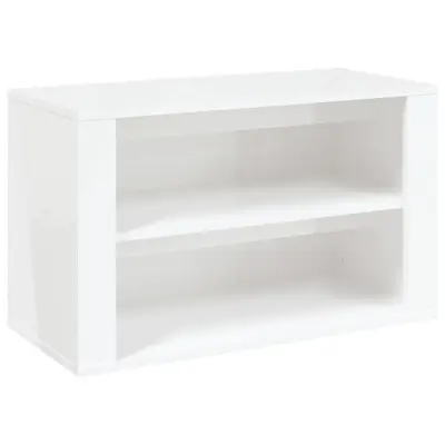 vidaXL Regal za čevlje visok sijaj bel 75x35x45 cm inženirski les
