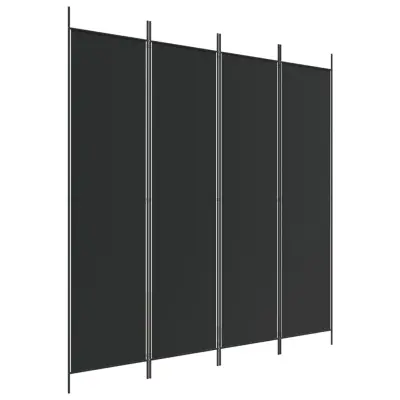 vidaXL Paravan 4-delni 200x200 cm črno blago